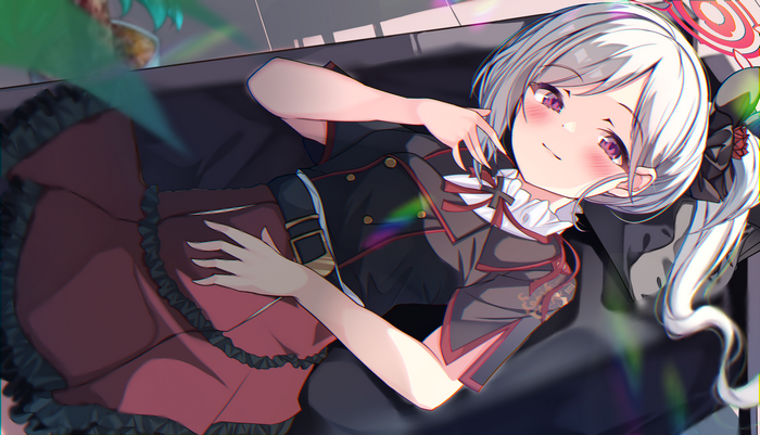 Asagi Mutsuki from Blue Archive lying down