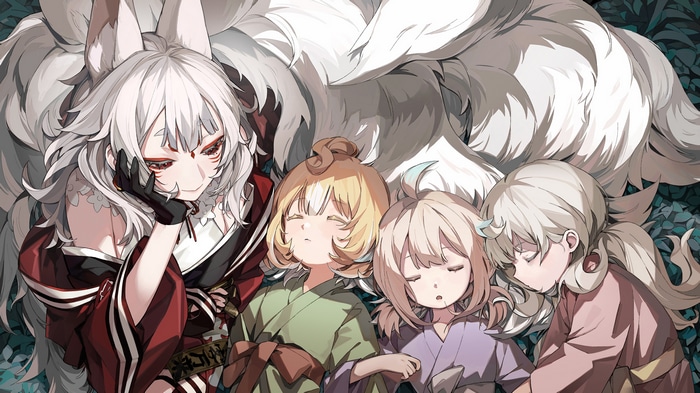 Millie Parfait, Enna Alouette, Nina Kosaka, Reimu Endou sleeping