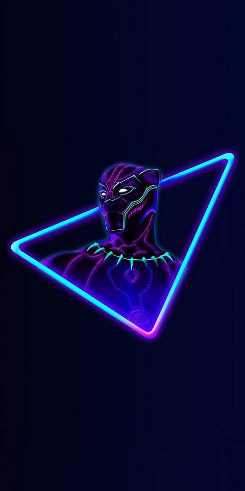 Neon Black Panther in a Triangle Frame