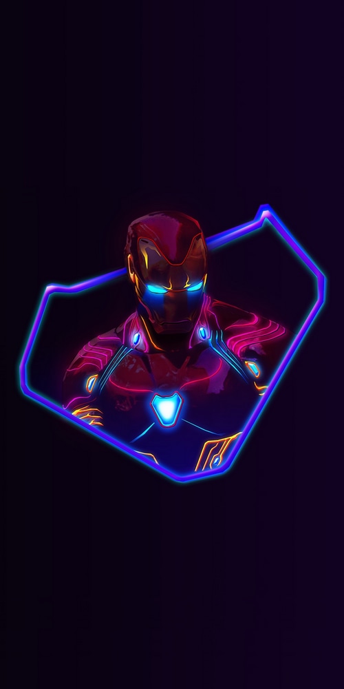 Iron Man in Neon Outline