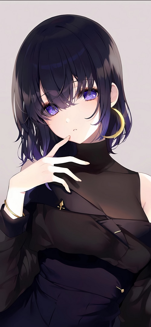 Anime girl with purple hair and eyes