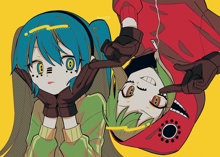 Vocaloid characters Megpoid Gumi and Hatsune Miku