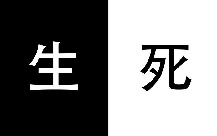 Monochrome abstract with Chinese characters