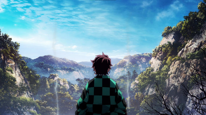 Kamado Tanjiro overlooking mountains in Kimetsu no Yaiba