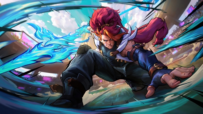 Soul Fighter Xin Zhao with a glowing blue weapon