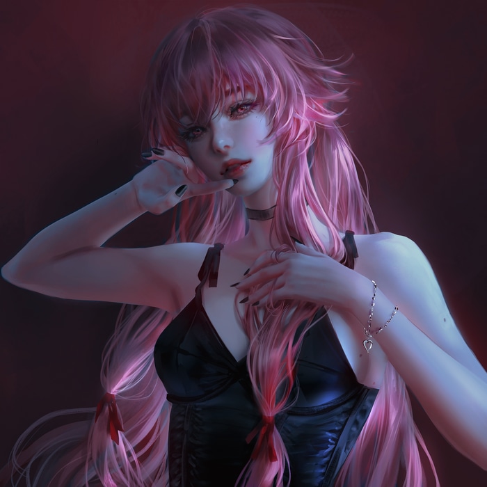 Gasai Yuno from Mirai Nikki with pink twintails
