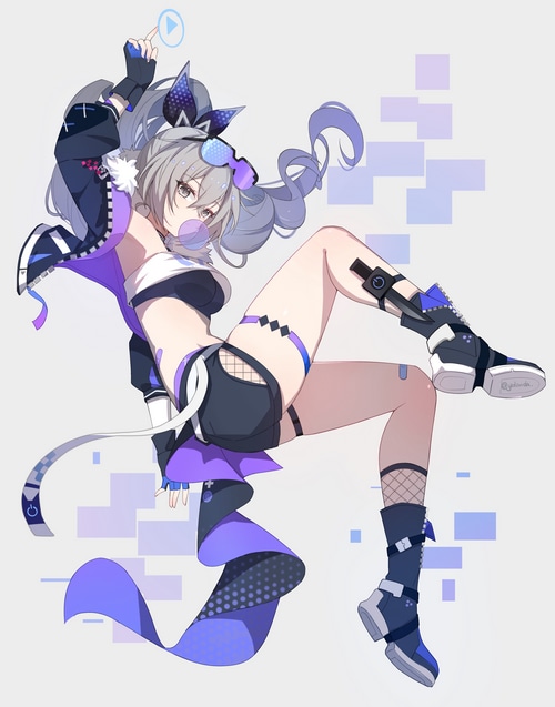 Silver Wolf from Honkai: Star Rail with bubble gum