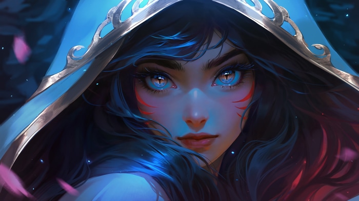 Fantasy art of a girl with blue eyes