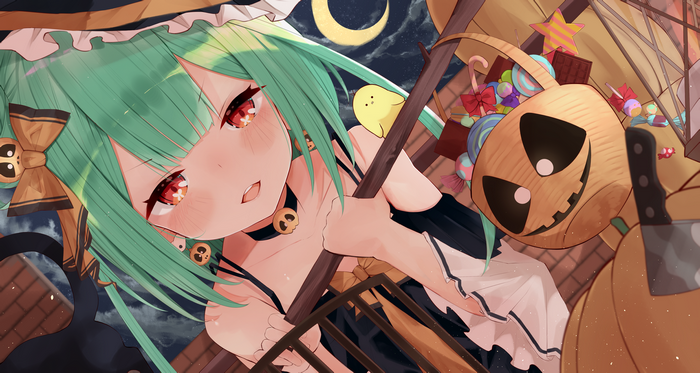 4K Halloween Fan Art of Uruha Rushia with Candy