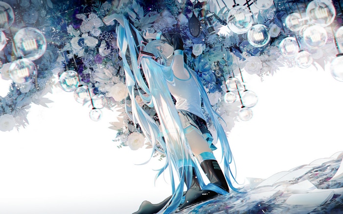 Hatsune Miku with Blue Hair and Twintails