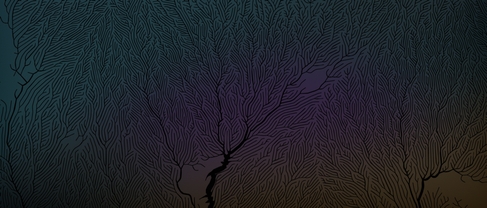 Abstract branching pattern with purple and blue gradient