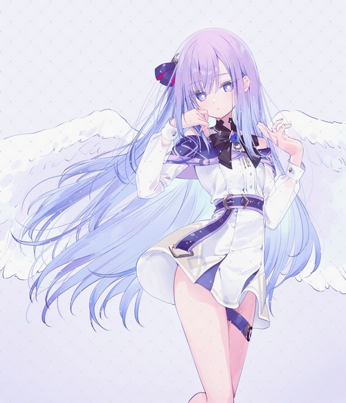 Anime girl with gradient hair and wings