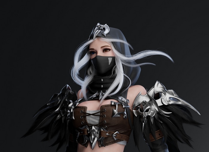Assassin with white hair and mask