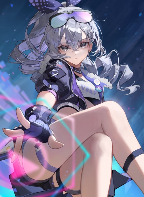 Silver Wolf from Honkai: Star Rail with purple jacket