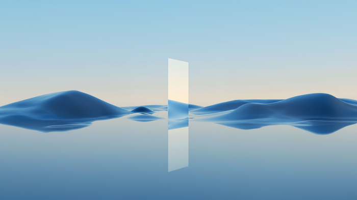 Abstract blue waves with a reflective surface