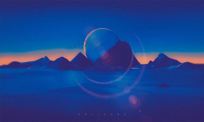 Abstract polygon art of mountains at dawn