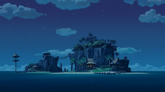 The Legend of Zelda: The Wind Waker island at night