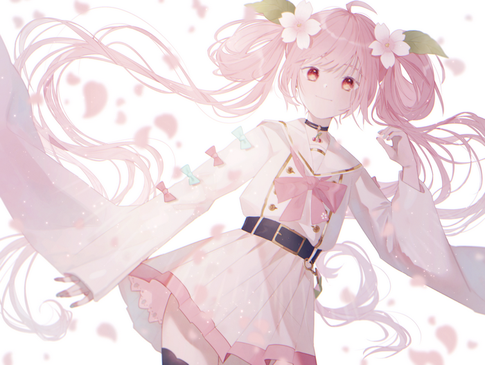 Girl with pink twintails and cherry blossom decorations