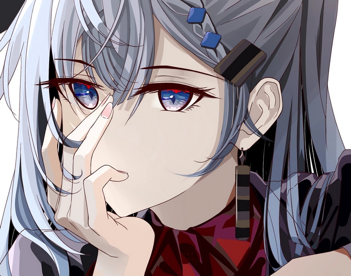 Anime girl with blue hair and blue eyes