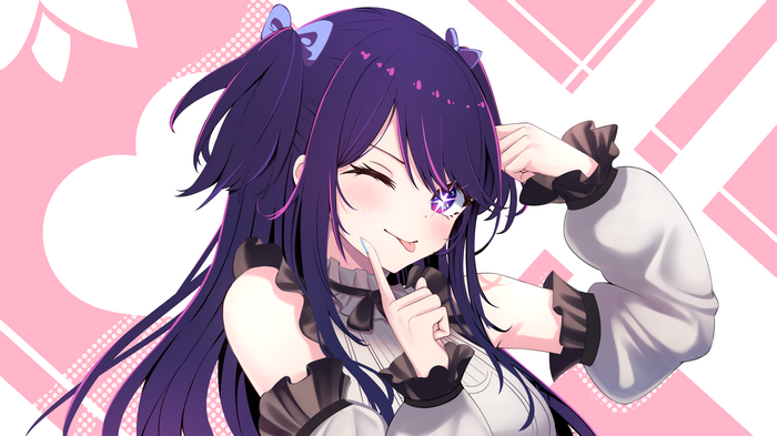 Hoshino Ai from Oshi no Ko with purple hair and star eyes