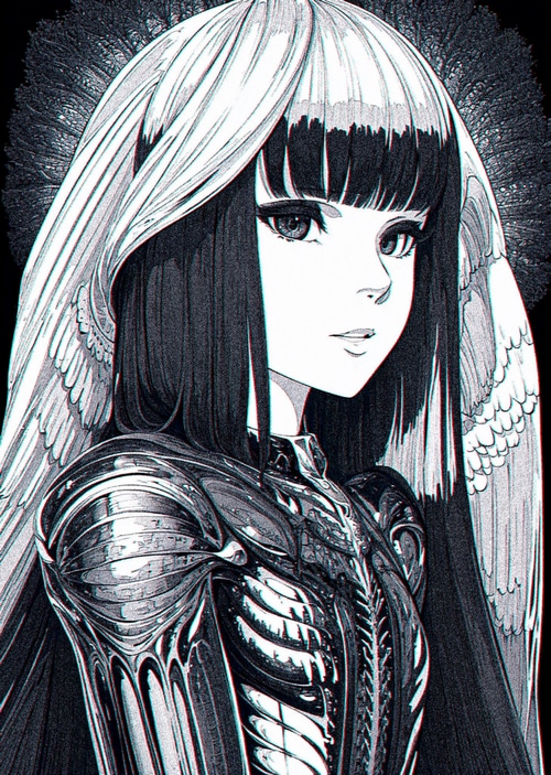 Dark Xenotrip Monochrome Anime Portrait