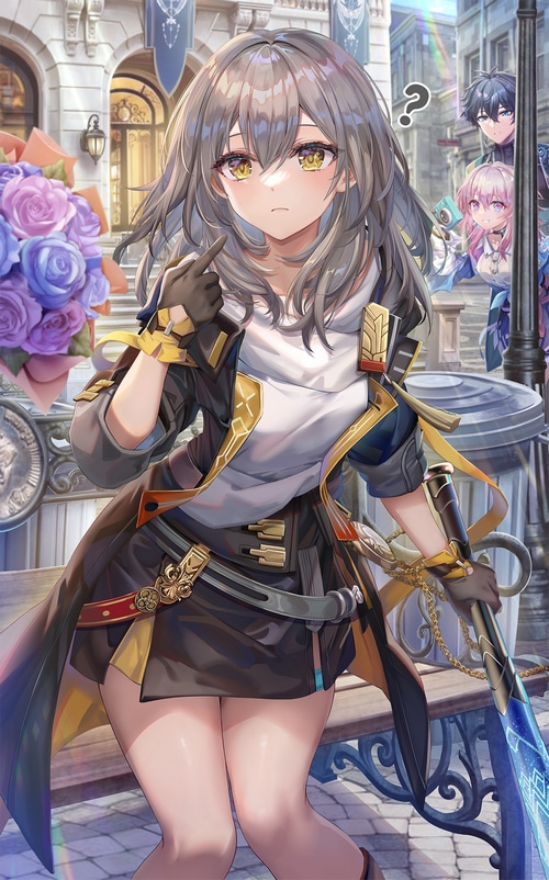 Stelle and March 7th from Honkai: Star Rail with flowers