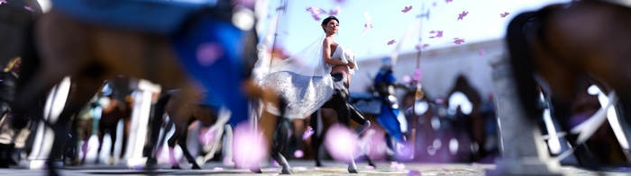 4K Centaur with falling petals