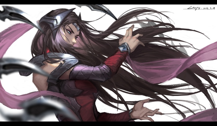 Irelia from League of Legends with blades