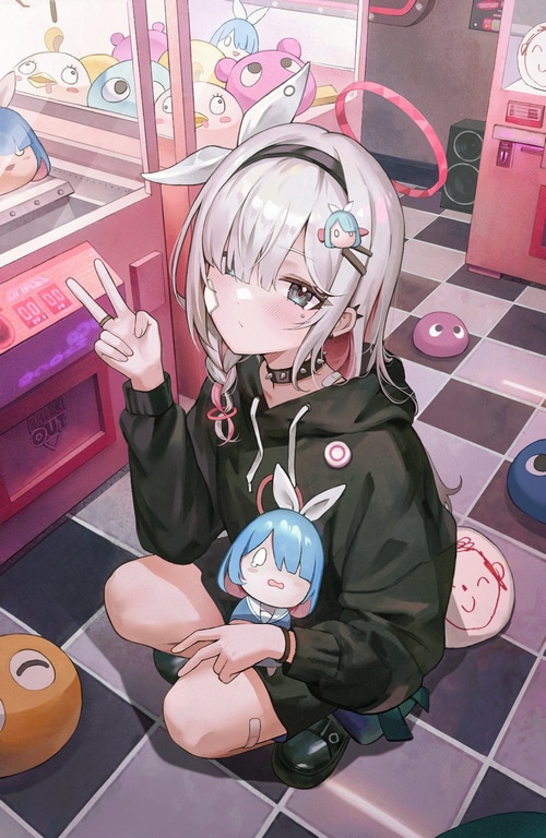 Plana from Blue Archive with a plushie