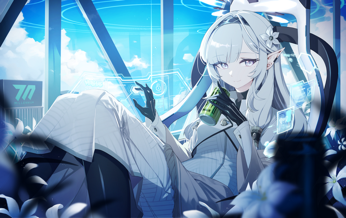 Akeboshi Himari from Blue Archive holding a drink