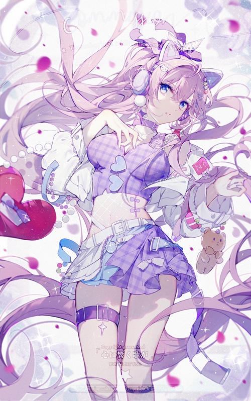Anime girl with cat ears and headphones