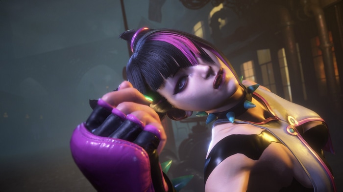 Juri Han from Street Fighter with purple gloves