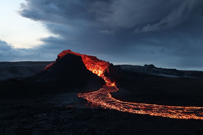 4K Volcano Erupting Lava in Iceland