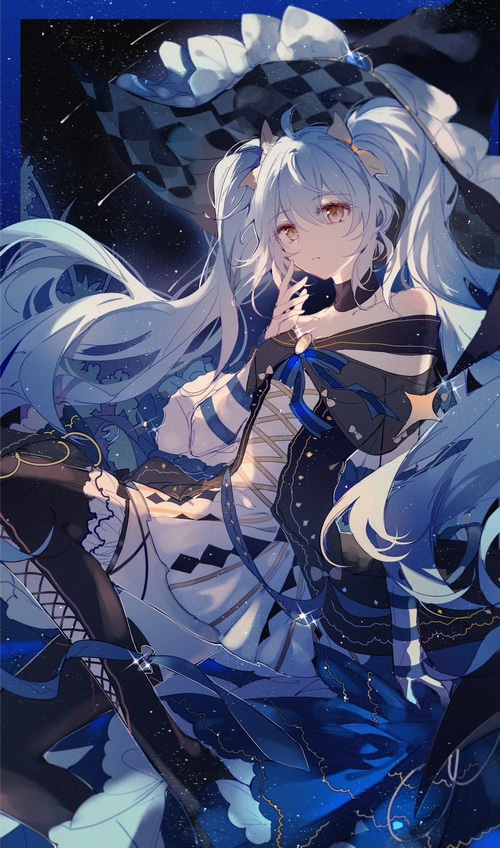 Anime girl with twintails and stars