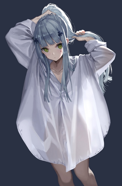 HK416 from Girls Frontline tying her ponytail
