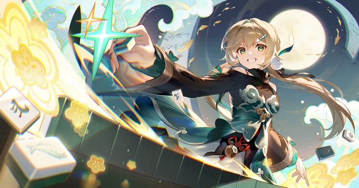 Qingque from Honkai: Star Rail with Mahjong tiles