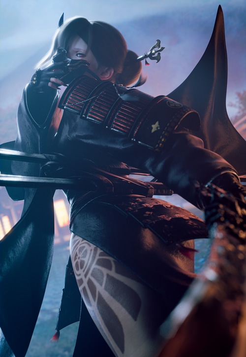 Akeha from NieR Reincarnation with a sword