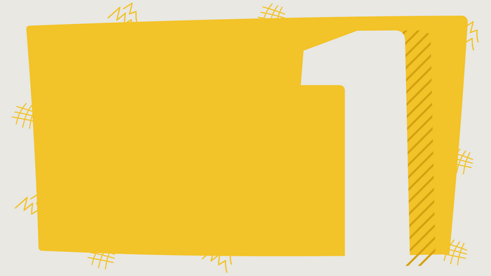 Number 1 with yellow background and scribbles