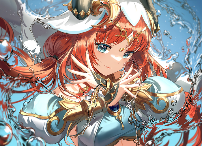 Nilou from Genshin Impact surrounded by water