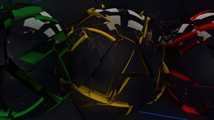 Abstract Shattered Balls with Earthly Lights 4K