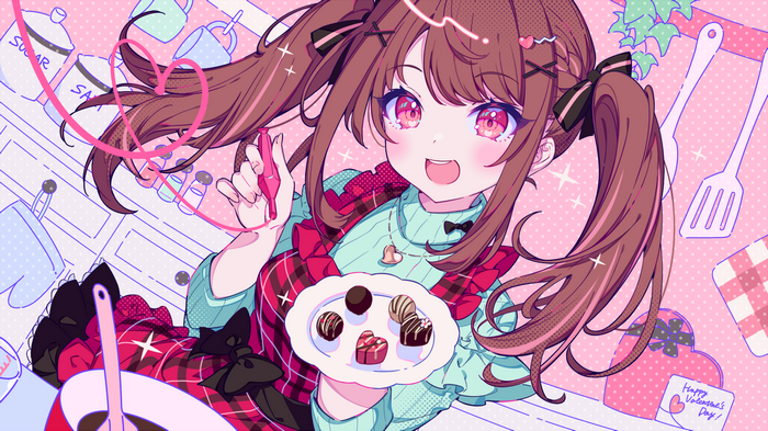 Girl making chocolates for Valentine's Day