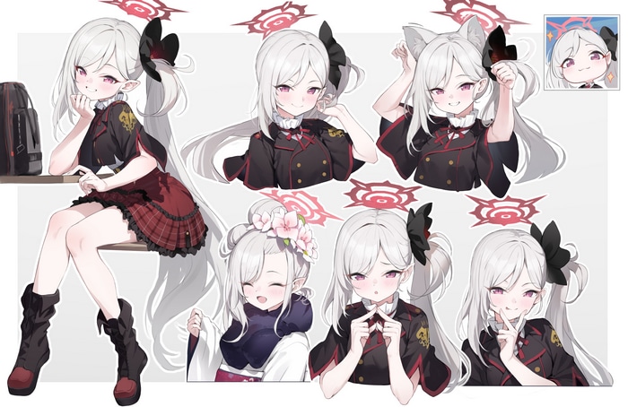 Asagi Mutsuki from Blue Archive with multiple expressions
