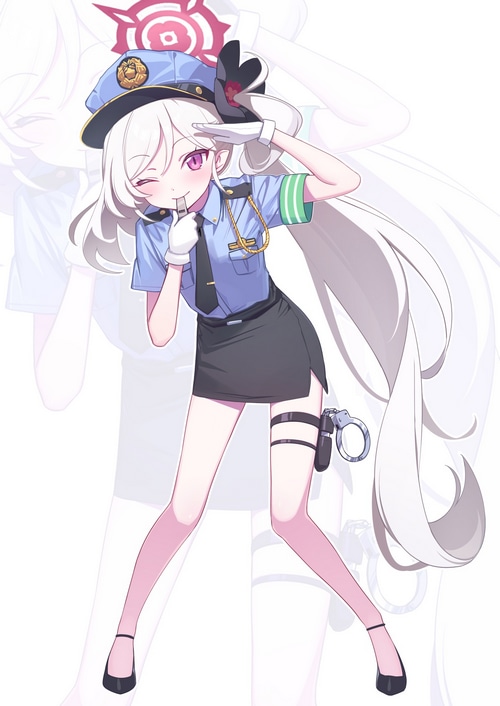 Asagi Mutsuki in Police Costume with Handcuffs