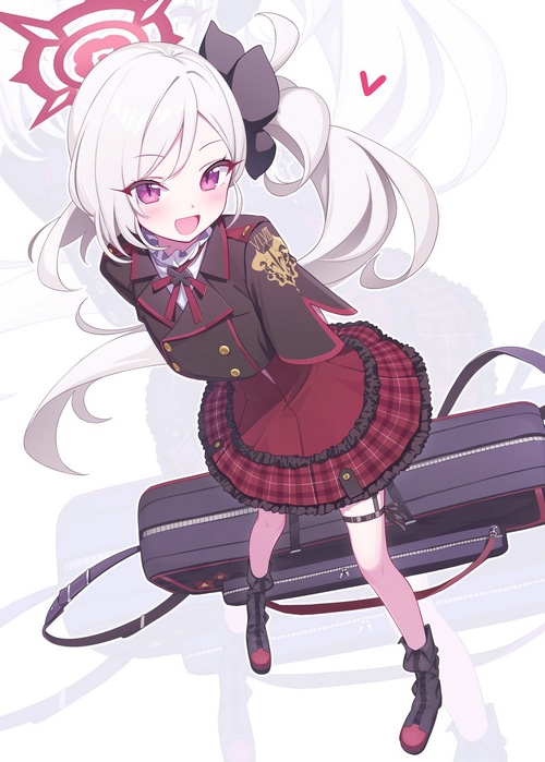 Asagi Mutsuki from Blue Archive with a suitcase