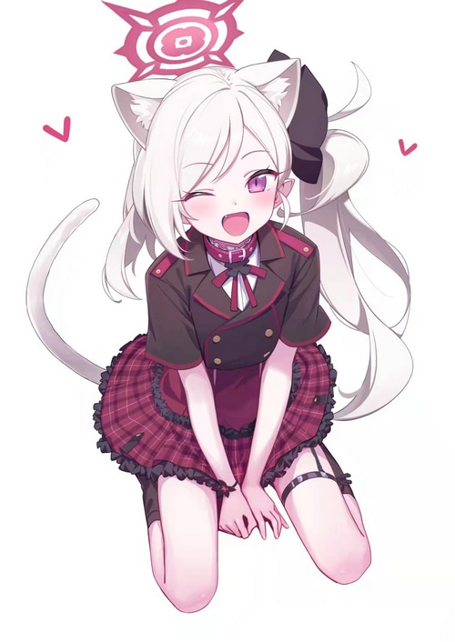 Asagi Mutsuki cat girl with pink halo and tail