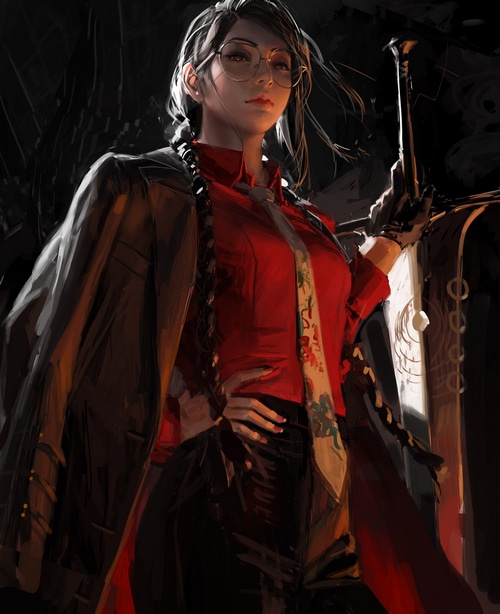 4K GUWEIZ fantasy girl with gun and tie