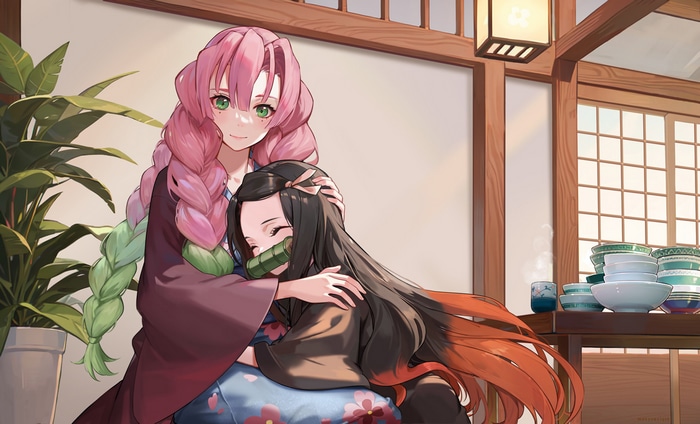 Mitsuri Kanroji and Nezuko Kamado from Kimetsu no Yaiba