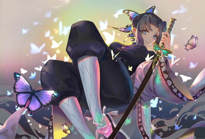 Kochou Shinobu from Kimetsu no Yaiba with butterflies