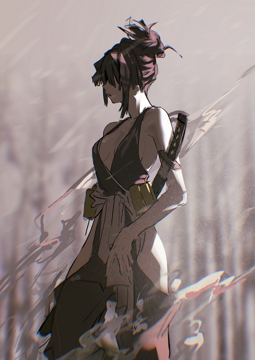 Yuzuriha of Keishu from Hells Paradise with a sword