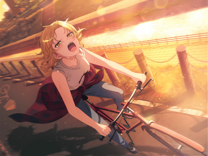 4K Masuki Satou on a bicycle at sunset